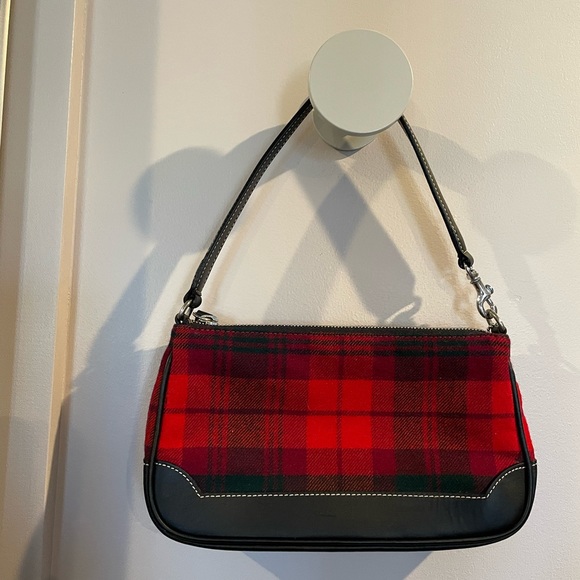 Coach small leather  and plaid wool shoulder bag in excellent condition - Picture 2 of 9